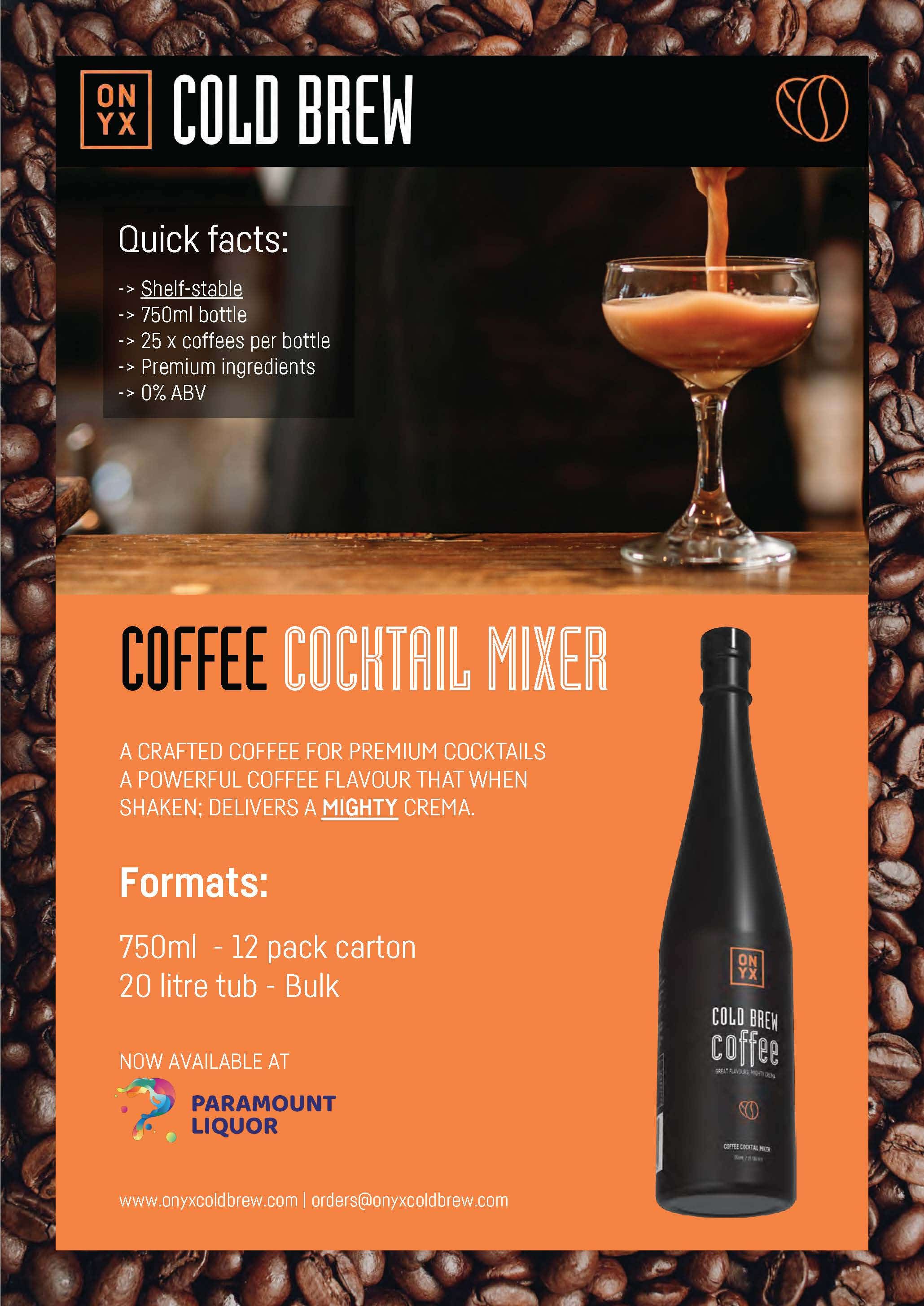 Onyx Cold Brew Coffee 20lt