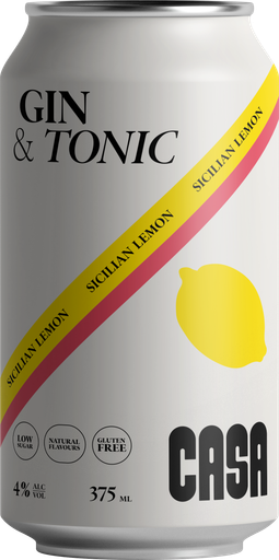 Casa Spirits Gin & Tonic W/ Sicilian Lemon Rtd 375ml
