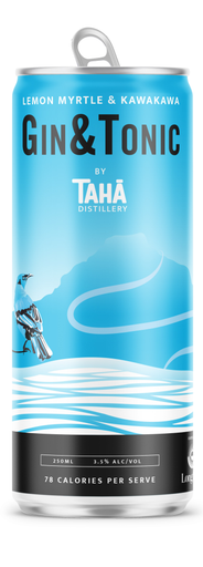 Taha Distillery Lemon Myrtle & Kawakawa Gin & Tonic 250ml