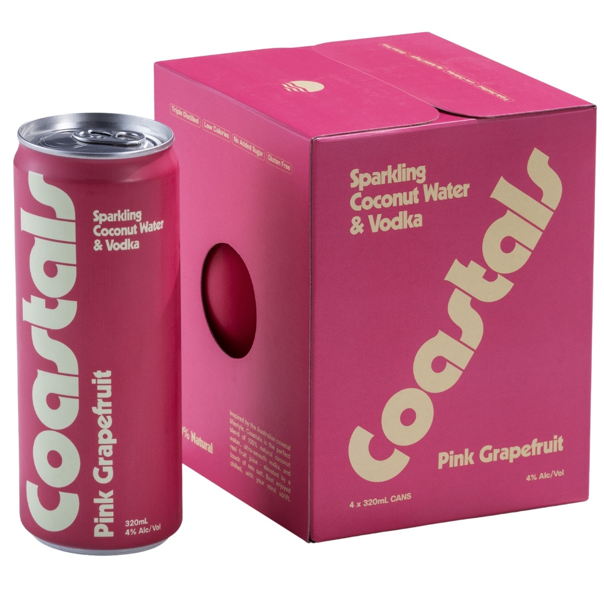 Coastal's Hard Coco Water - Pink Grapefruit 320ml