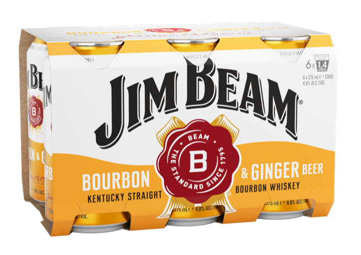 Jim Beam White & Ginger Beer 4.8% Can 4x6x375ml