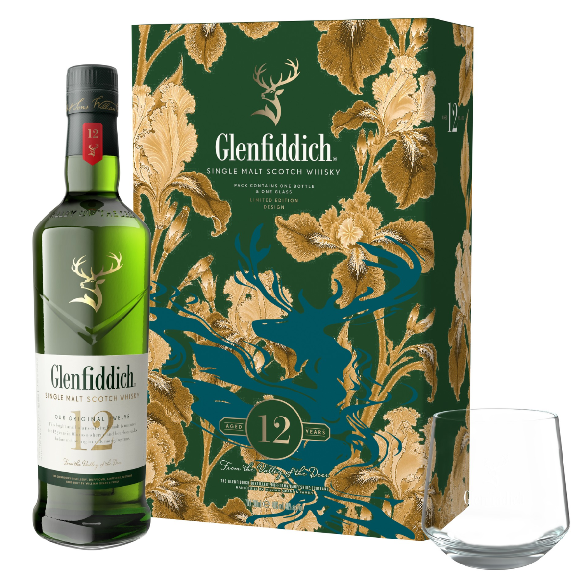 Glenfiddich 12 Year Old Festive Glass Pack 700ml