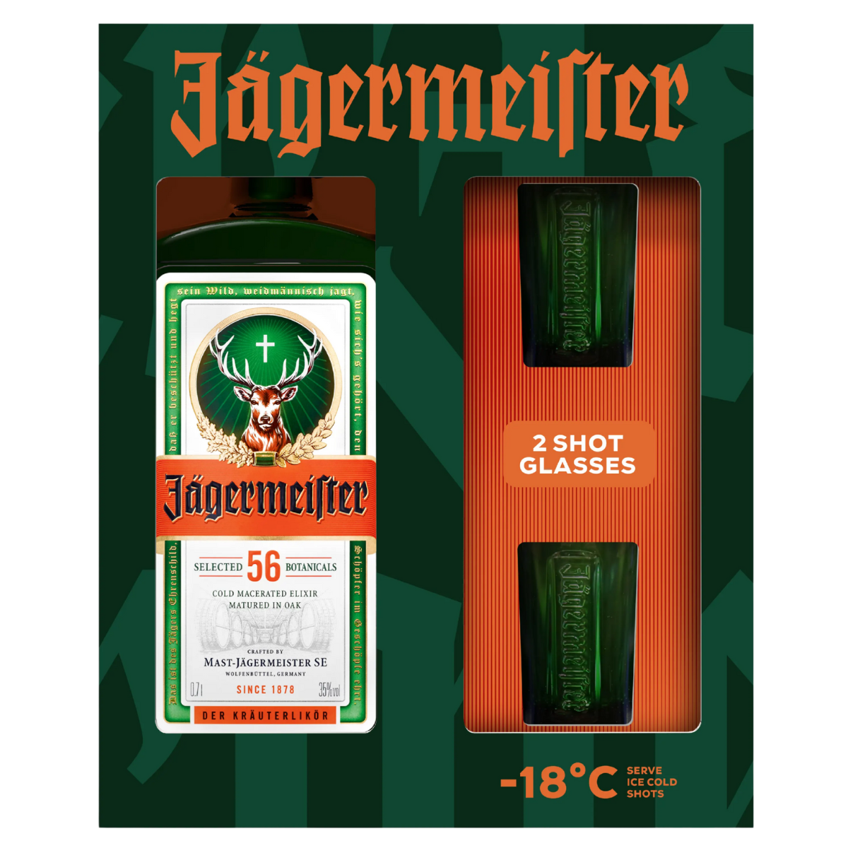 Jagermeister 2 Shot Glass Gift Pack 700ML