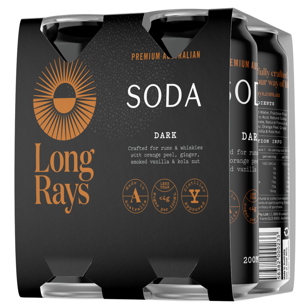 Long Rays Dark Soda 4-Pack Wrapped 250ml