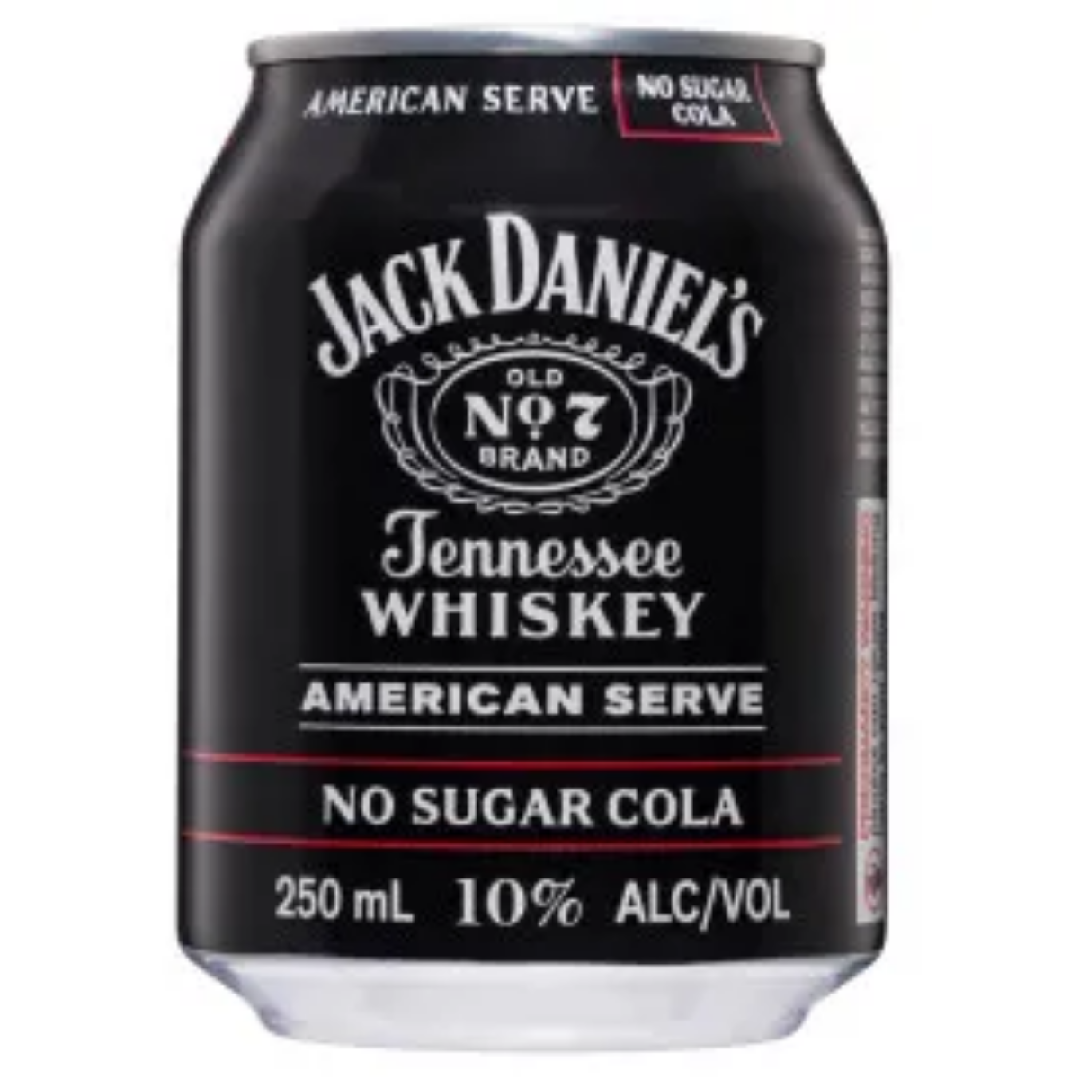 Jack Daniels Tennessee Whiskey and No Sugar Cola American Serve