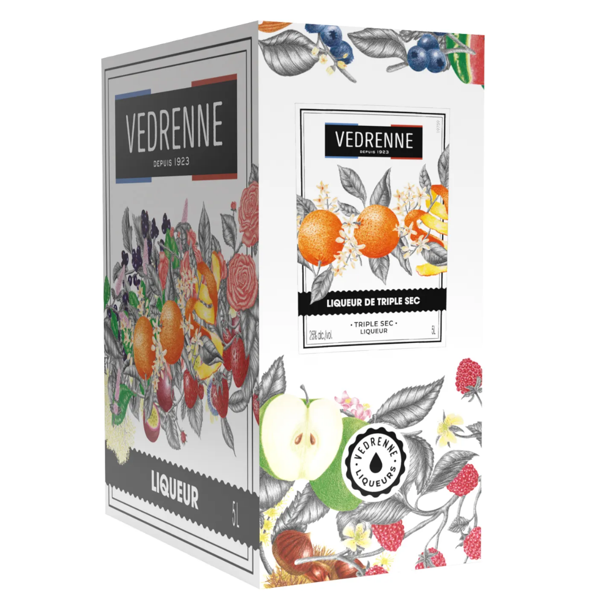 Vedrenne Triple Sec Liqueur White Curacao 25% 4pack 5Lt