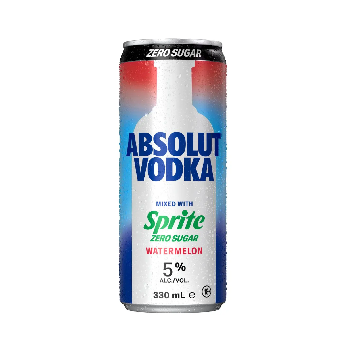 Absolut Vodka with Sprite Zero and Watermelon 5% 330ml
