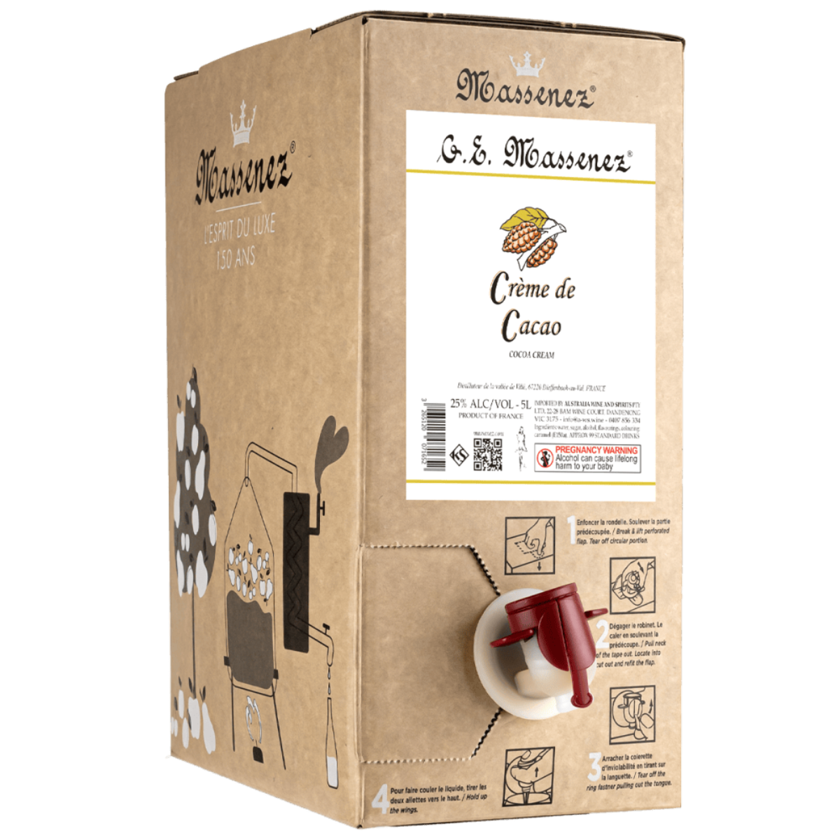 Massenez Dark Cocoa Liqueur Chocolate Cacao Noir 5L Bulk