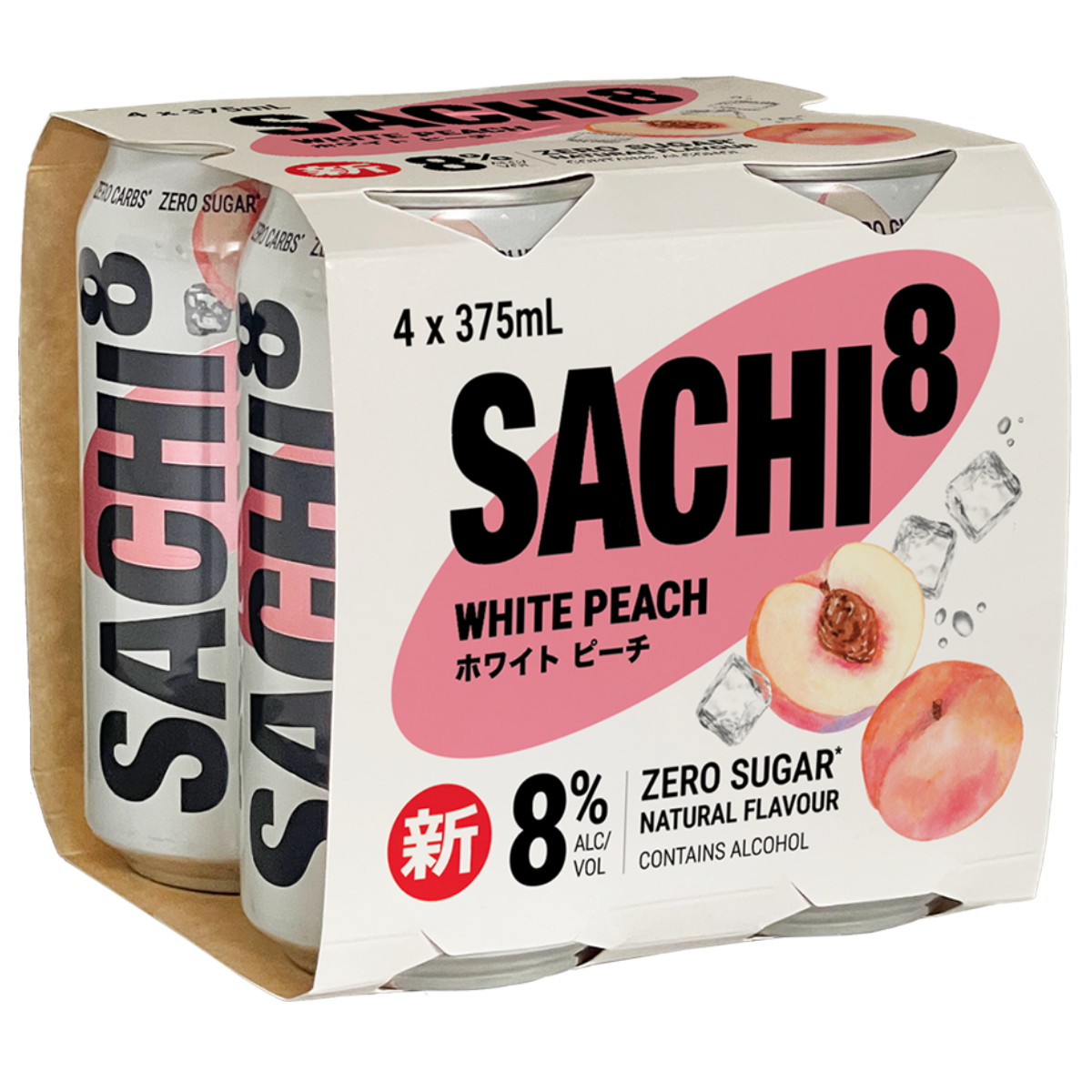 Sachi8 White Peach Zero Sugar 375ml