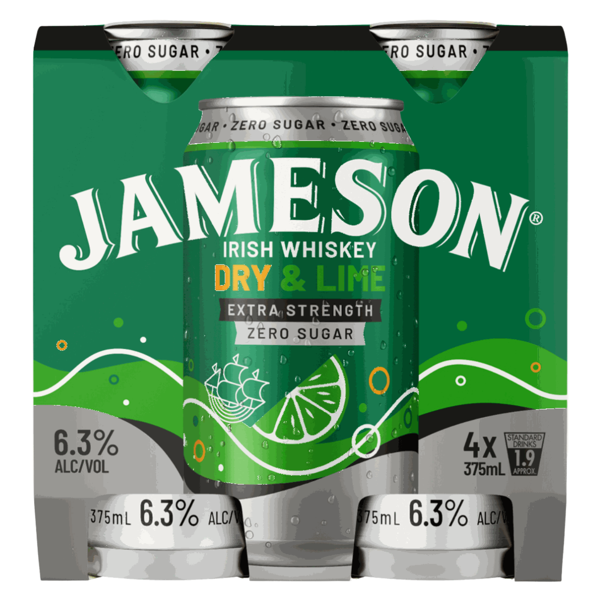 Jameson Zero Dry Lime 6.3% 375ml
