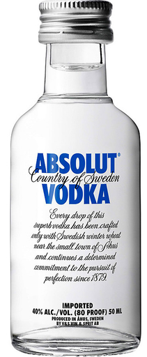Absolut Vodka Miniatures 50ml (Unit=Sleeve of 12)