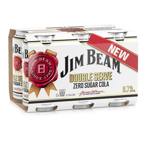 Jim Beam White Double Serve Zero Sugar 375ml