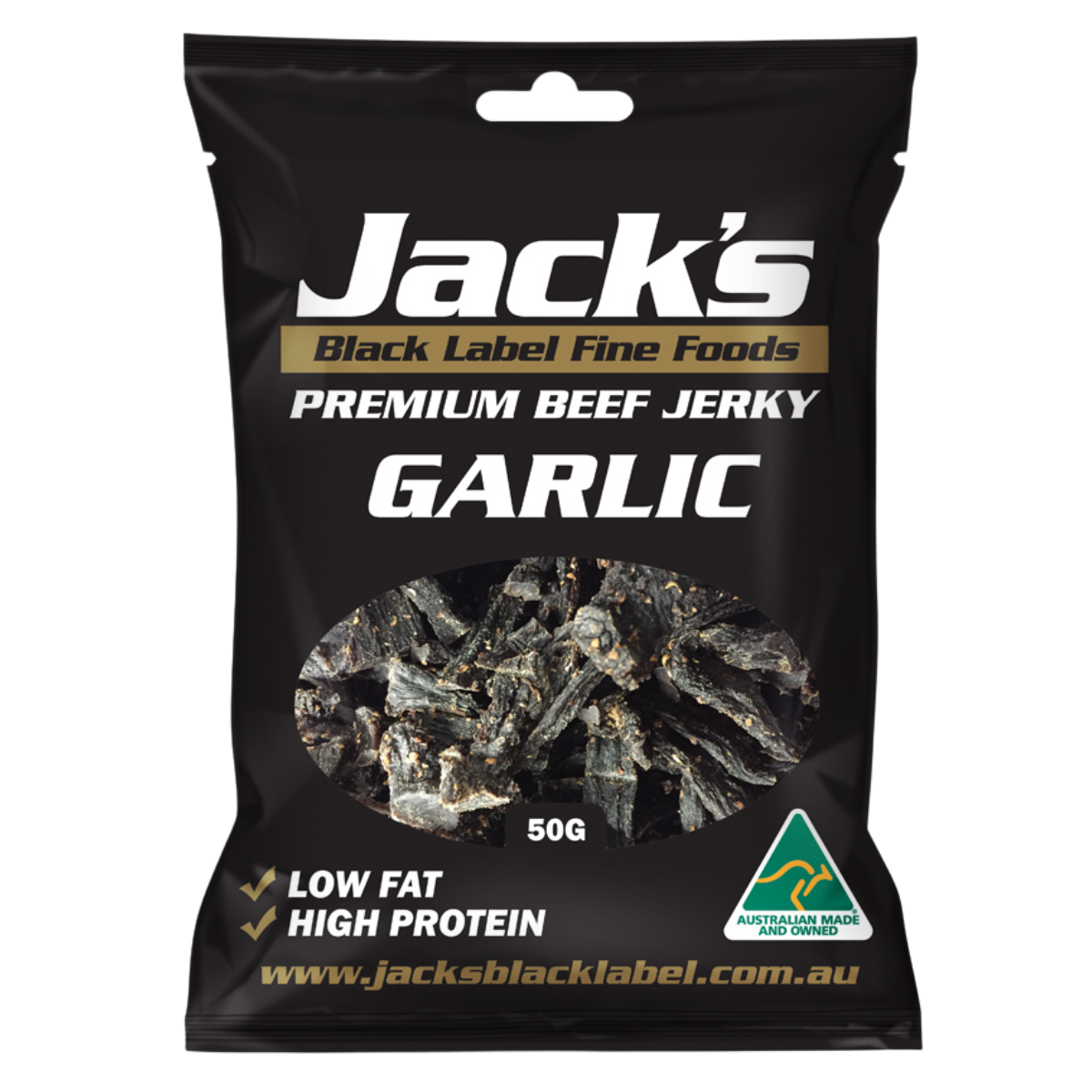 Jack's Black Label Fine Foods Garlic Jerky 24 x 50gm