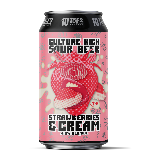 10 Toes Culture Kick Sour Beer Strawberries & Cream 375ml